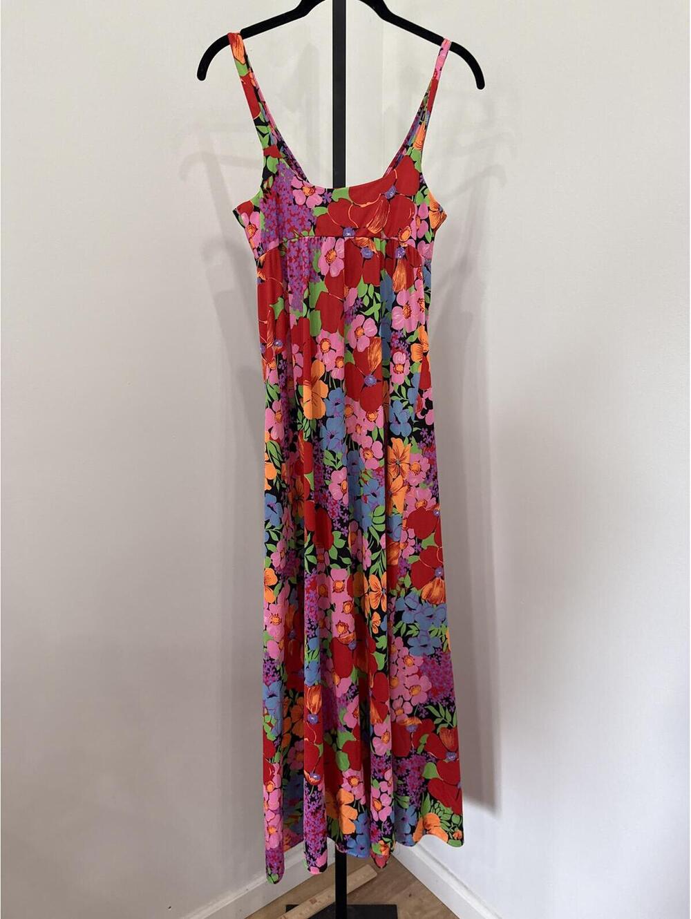 Floral Print Sleeveless Maxi Dress Handmade 70s Bright Funky Dress - Picture 8 of 8